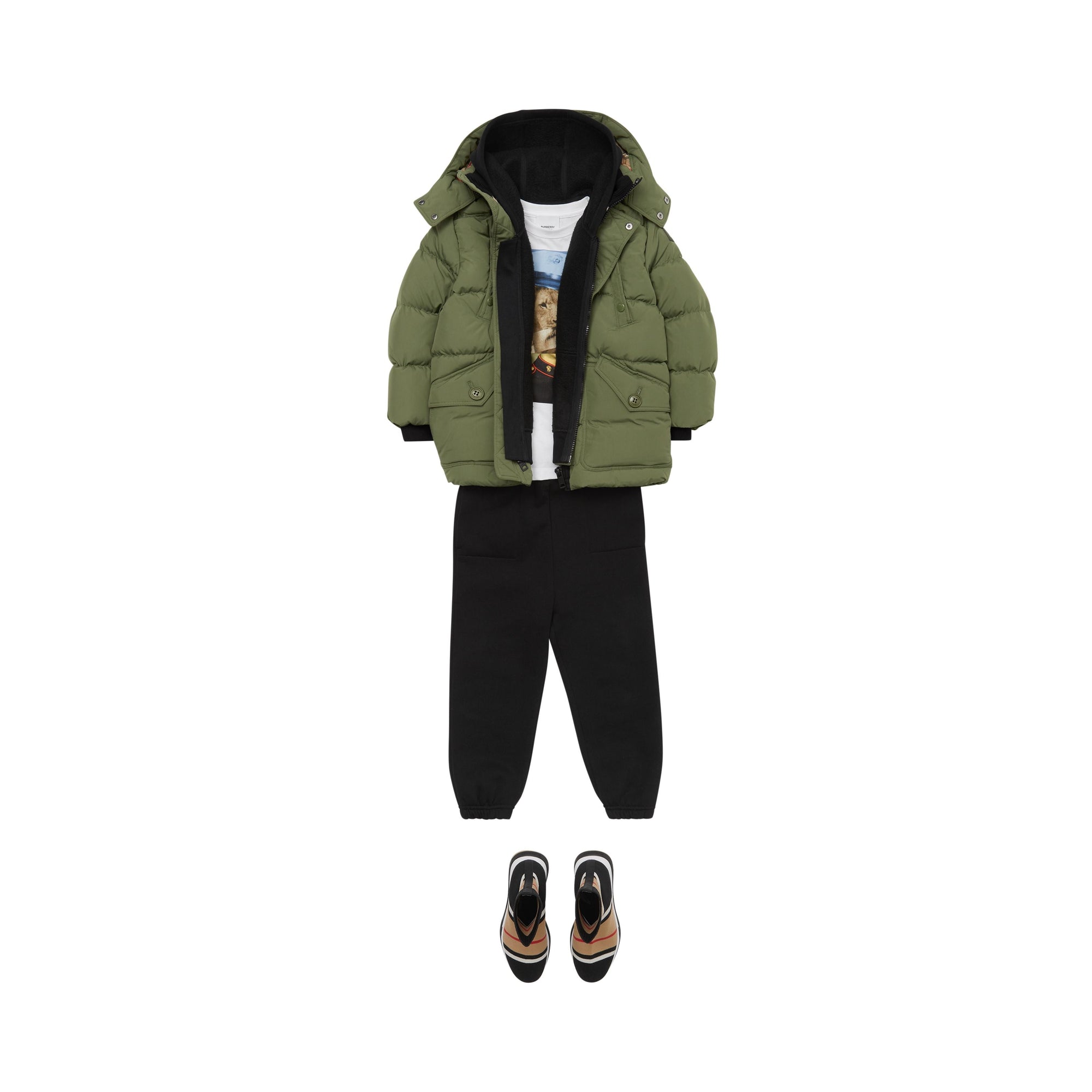 POPLAR GREEN Doudoune rembourrée en duvet avec capuche amovible