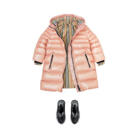 LAVENDER PINK Doudoune rembourrée à capuche avec rayures iconiques