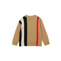 ARCHIVE BEIGE Pull en laine avec rayures iconiques et logo en intarsia