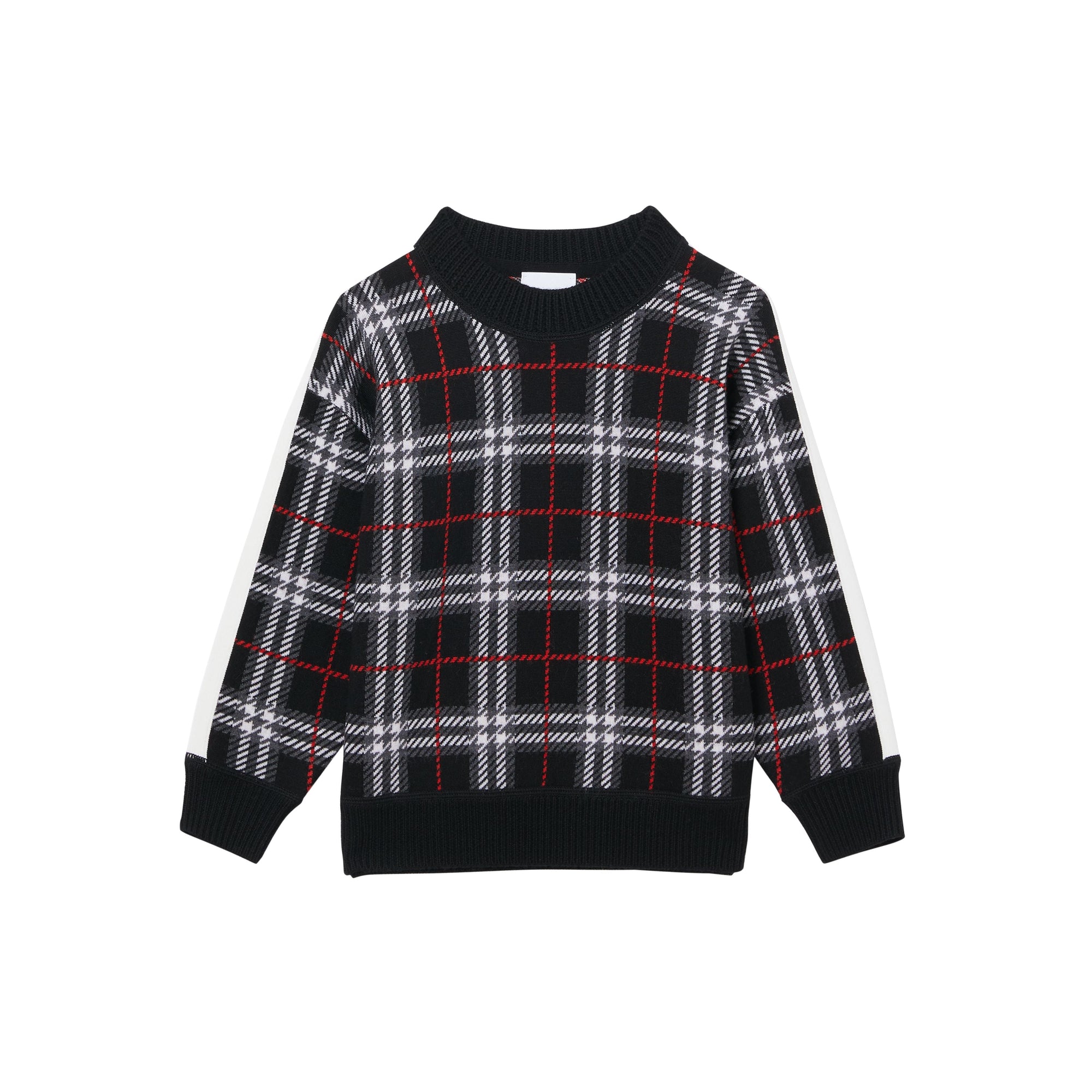 BLACK Pull en jacquard de laine mérinos check