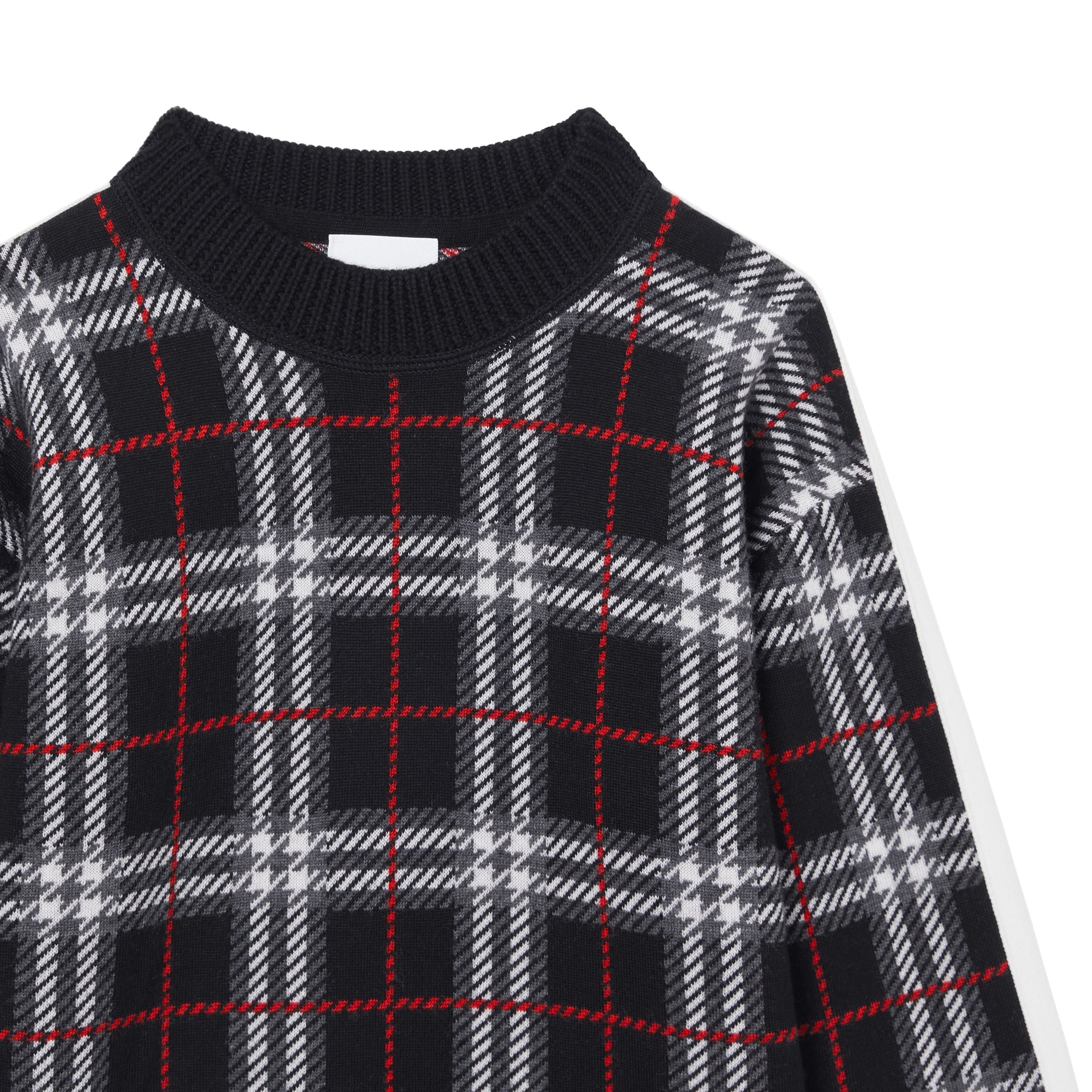 BLACK Pull en jacquard de laine mérinos check