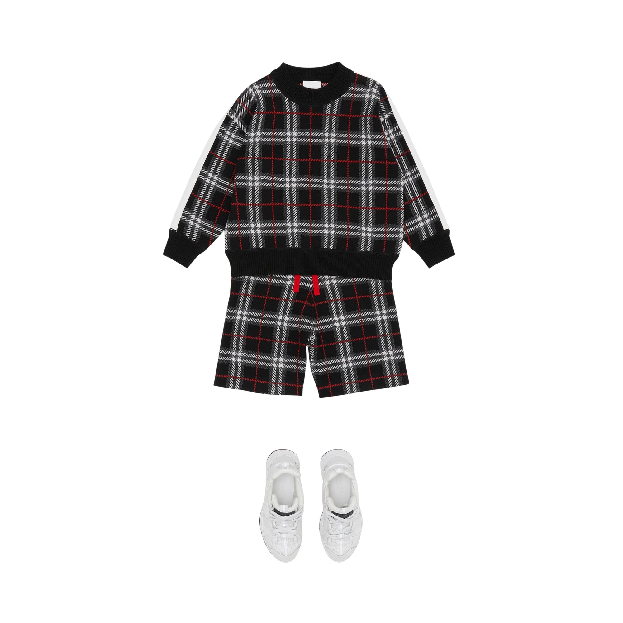 BLACK Pull en jacquard de laine mérinos check