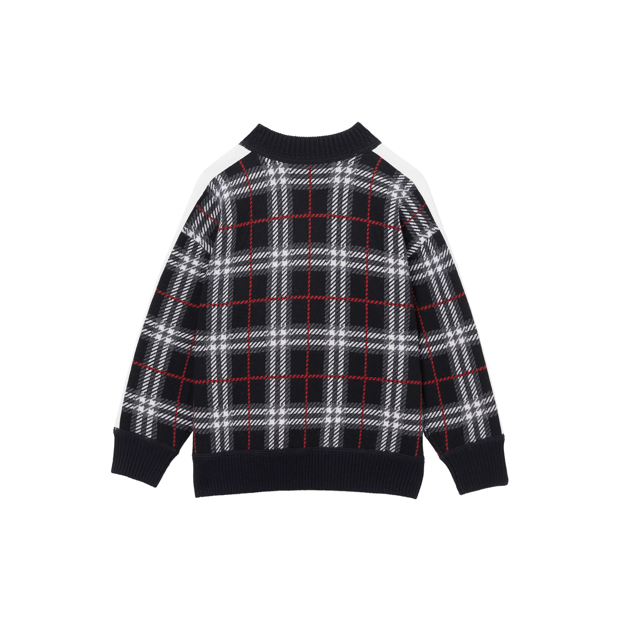 BLACK Pull en jacquard de laine mérinos check