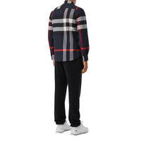 Chemise en popeline de coton stretch check - Marine