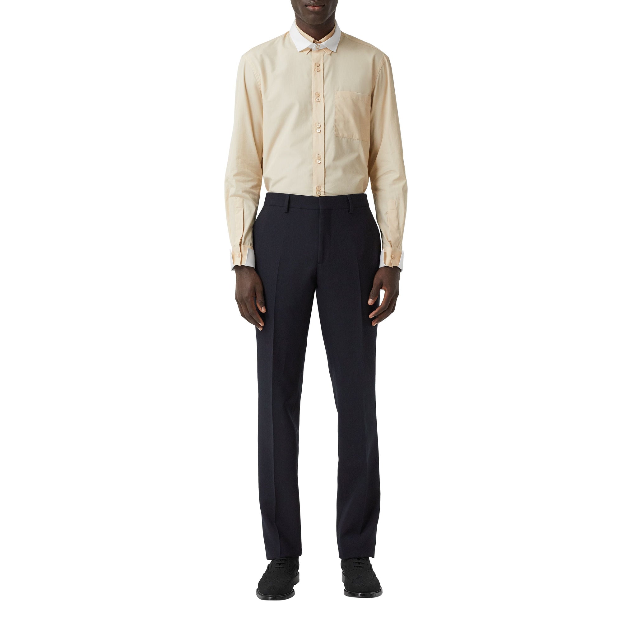 Pantalon de costume classique en crêpe de laine double face - Marine