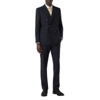 Pantalon de costume classique en crêpe de laine double face - Marine