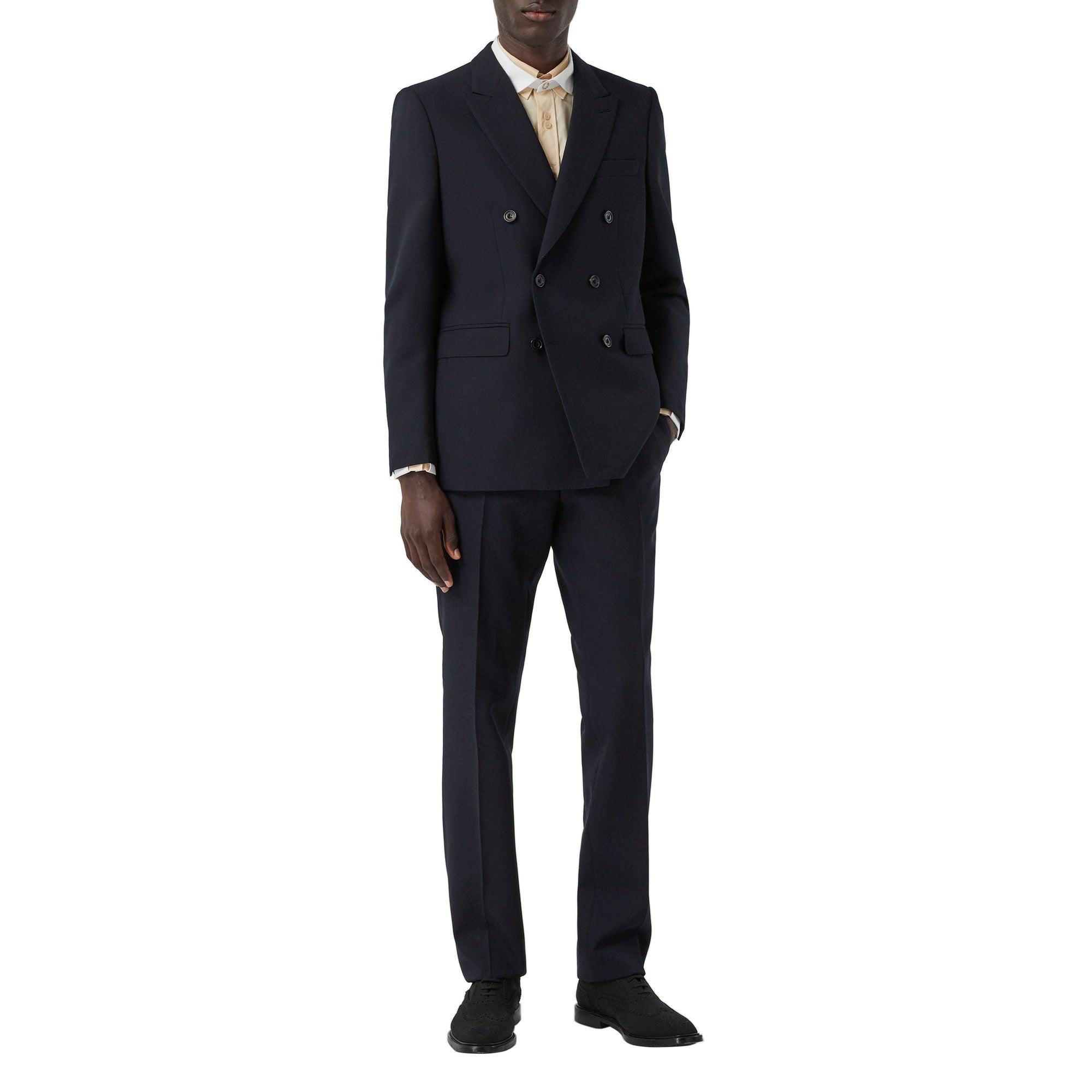 Pantalon de costume classique en crêpe de laine double face - Marine