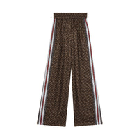 BRIDLE BROWN IP PTTN Pantalon ample en soie rayé Monogram