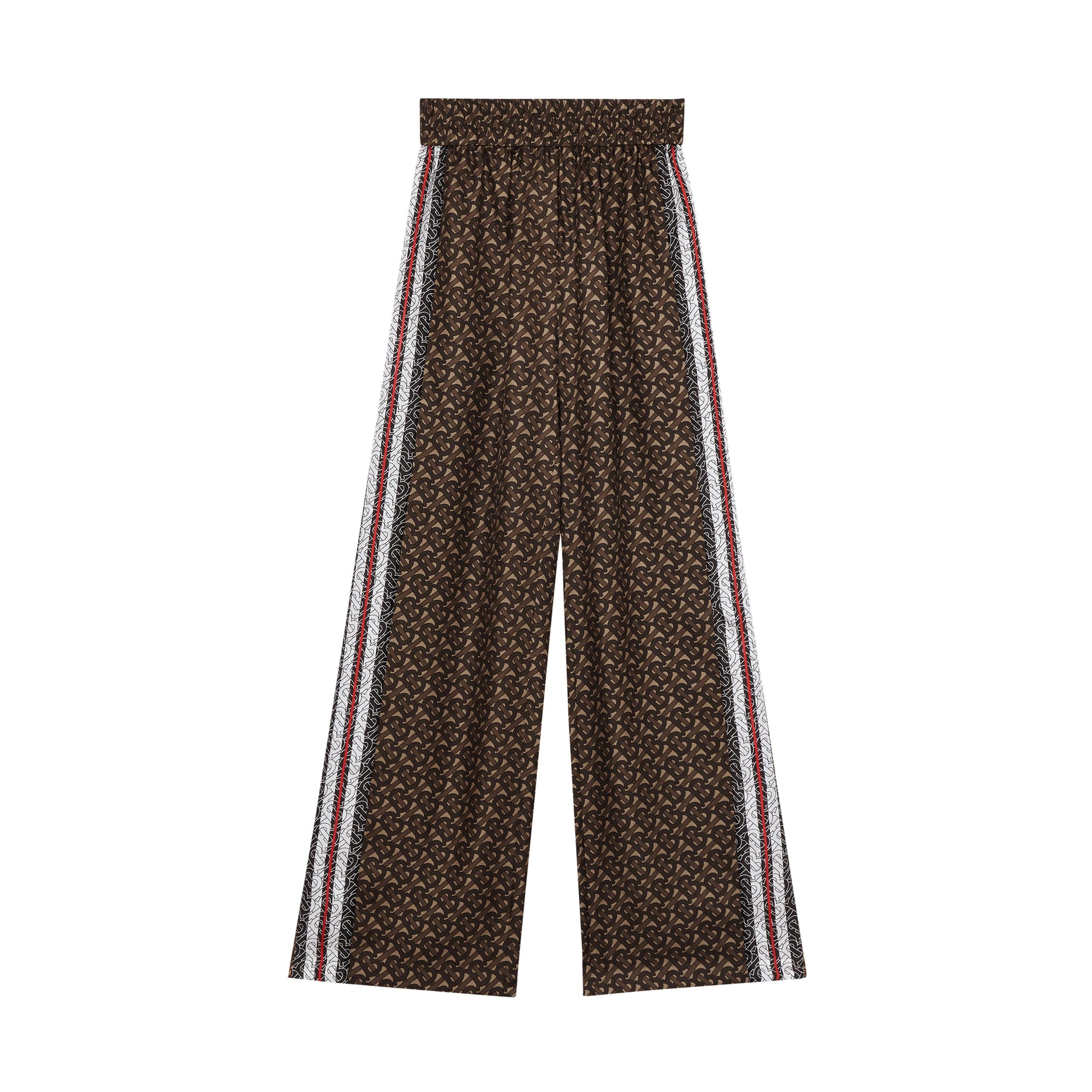 BRIDLE BROWN IP PTTN Pantalon ample en soie rayé Monogram