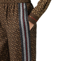 BRIDLE BROWN IP PTTN Pantalon ample en soie rayé Monogram