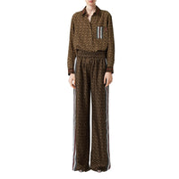 BRIDLE BROWN IP PTTN Pantalon ample en soie rayé Monogram