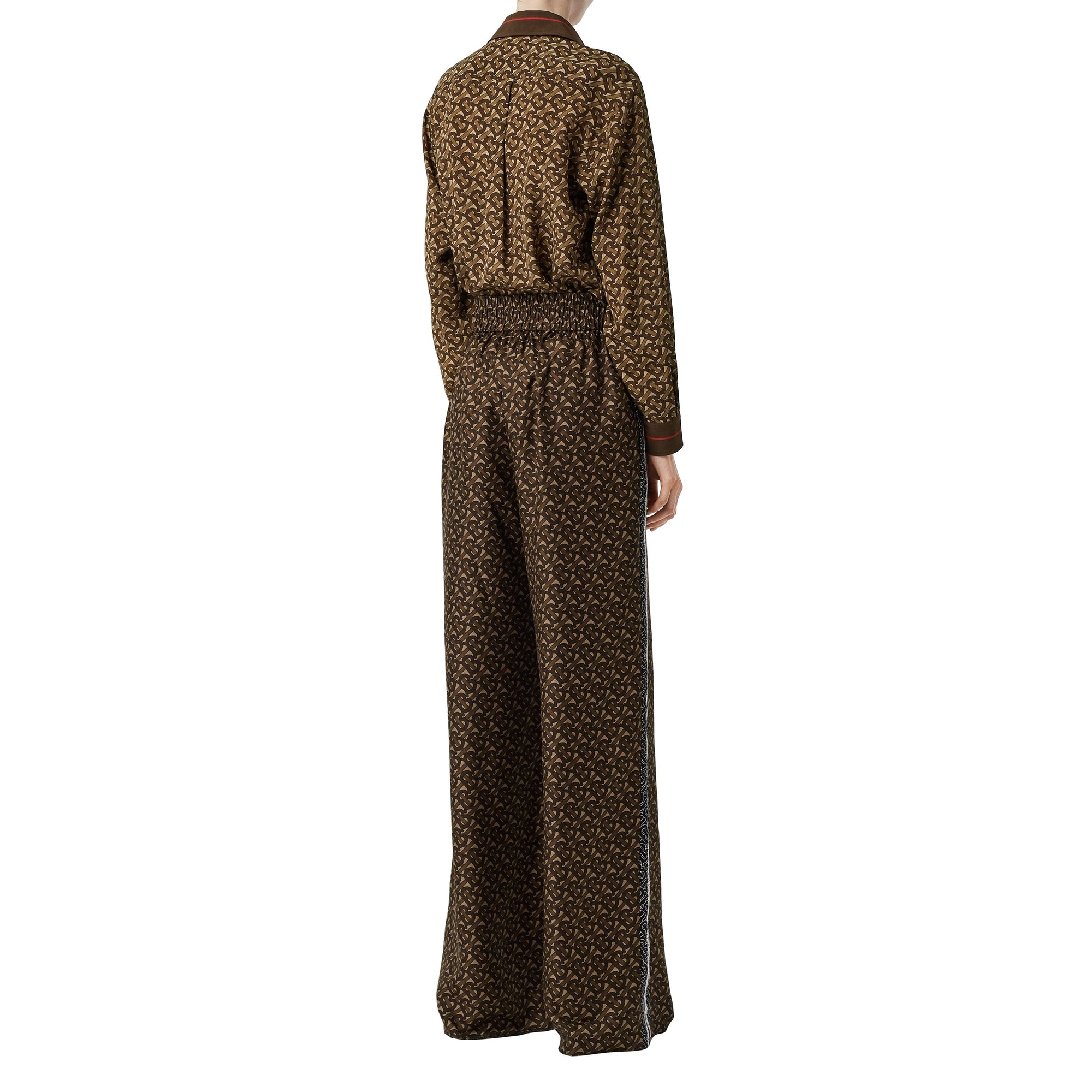 BRIDLE BROWN IP PTTN Pantalon ample en soie rayé Monogram