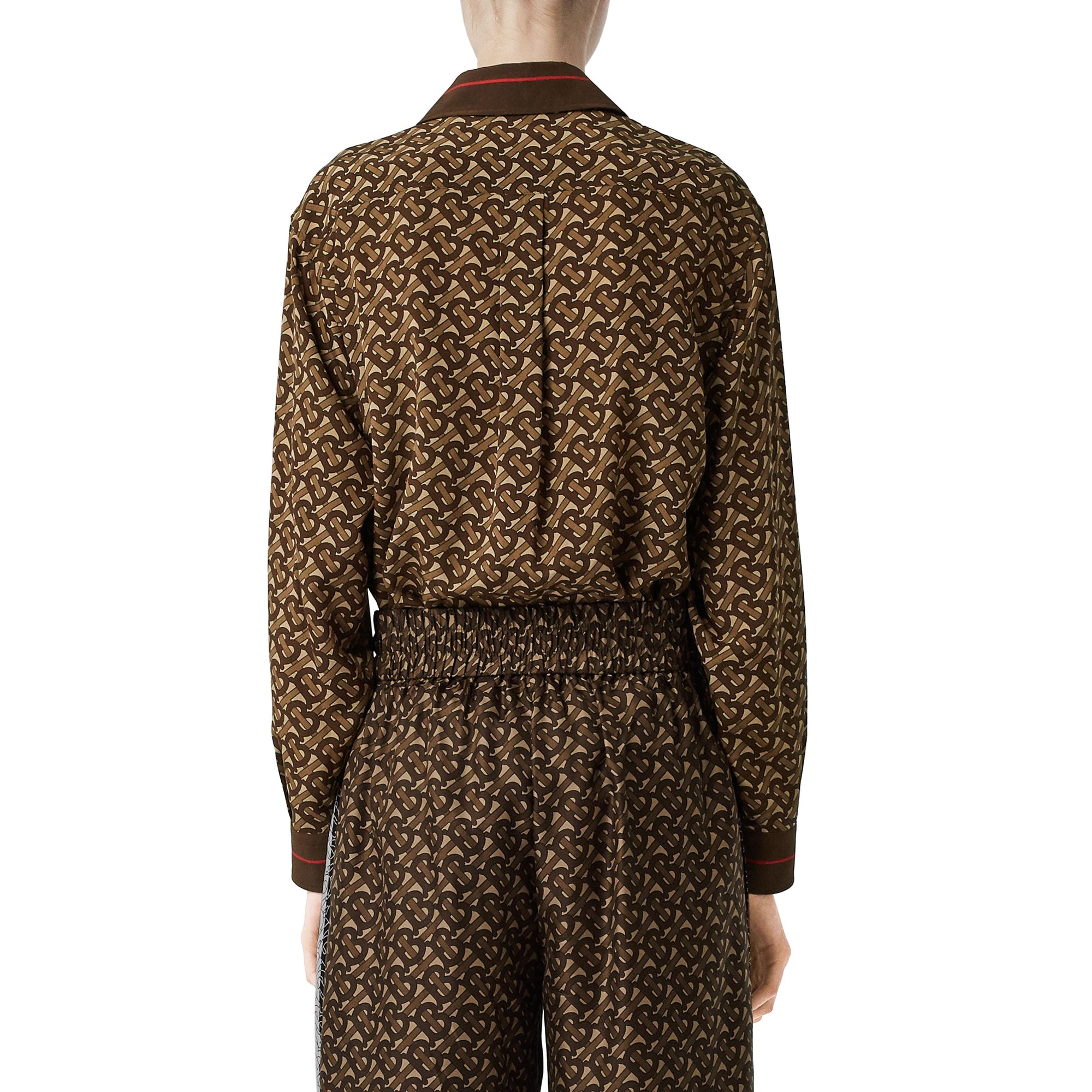 BRIDLE BROWN IP PTTN Pantalon ample en soie rayé Monogram