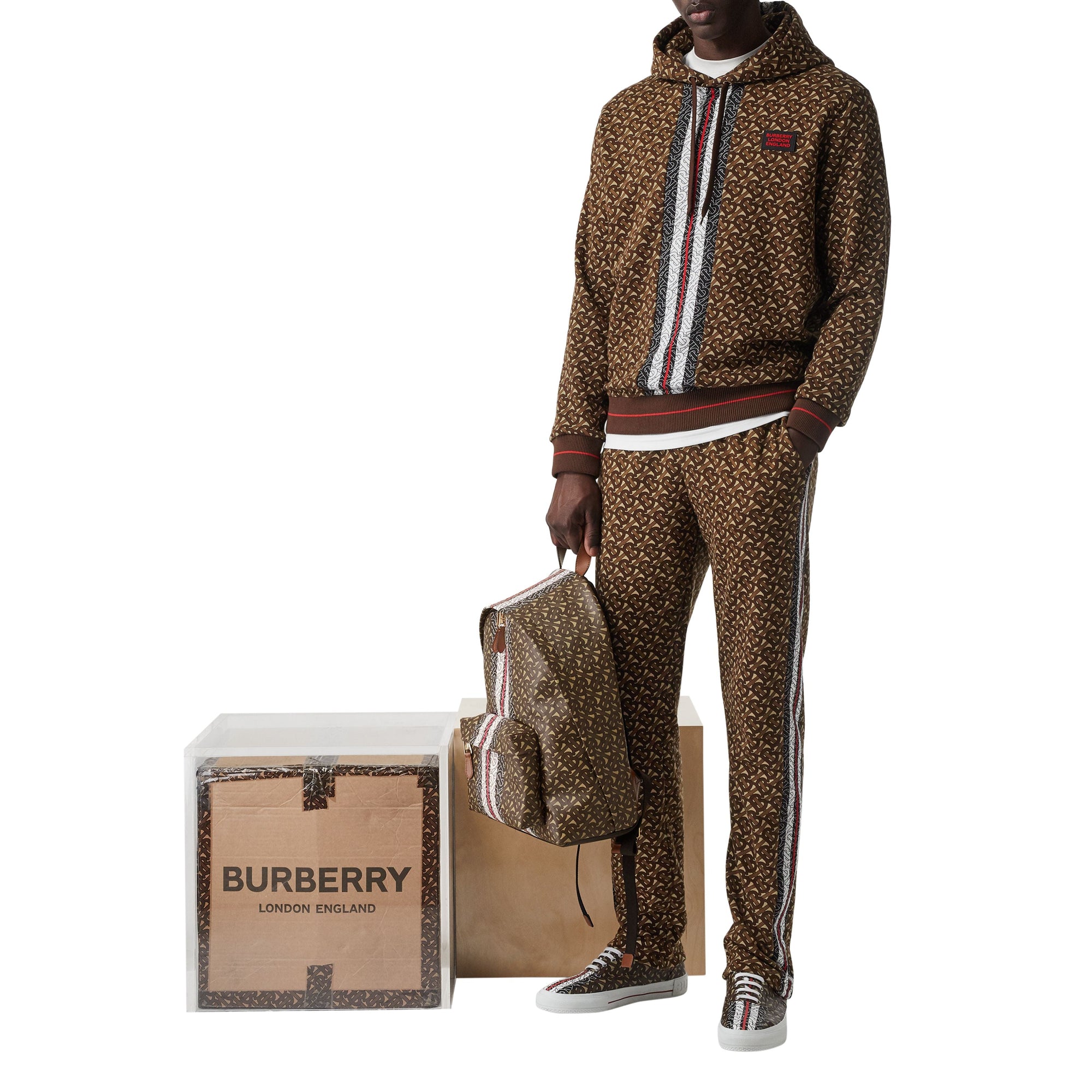 BRIDLE BROWN IP PTTN Pantalon de survêtement en coton rayé Monogram