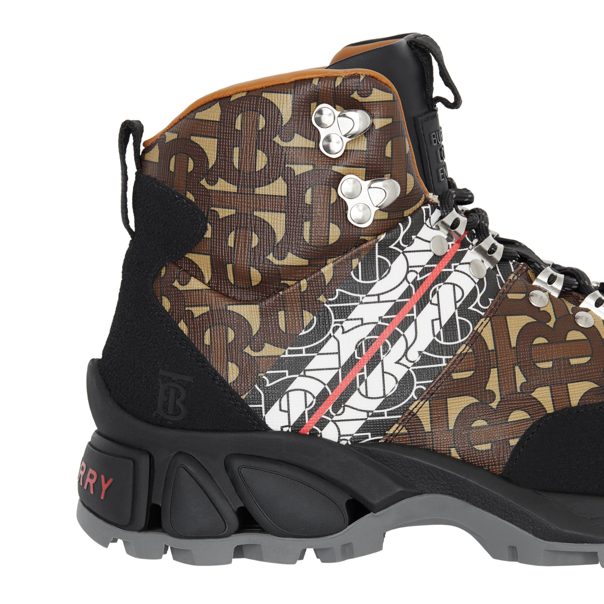 Bottines tor en toile écologique rayée monogram - Noir & marron