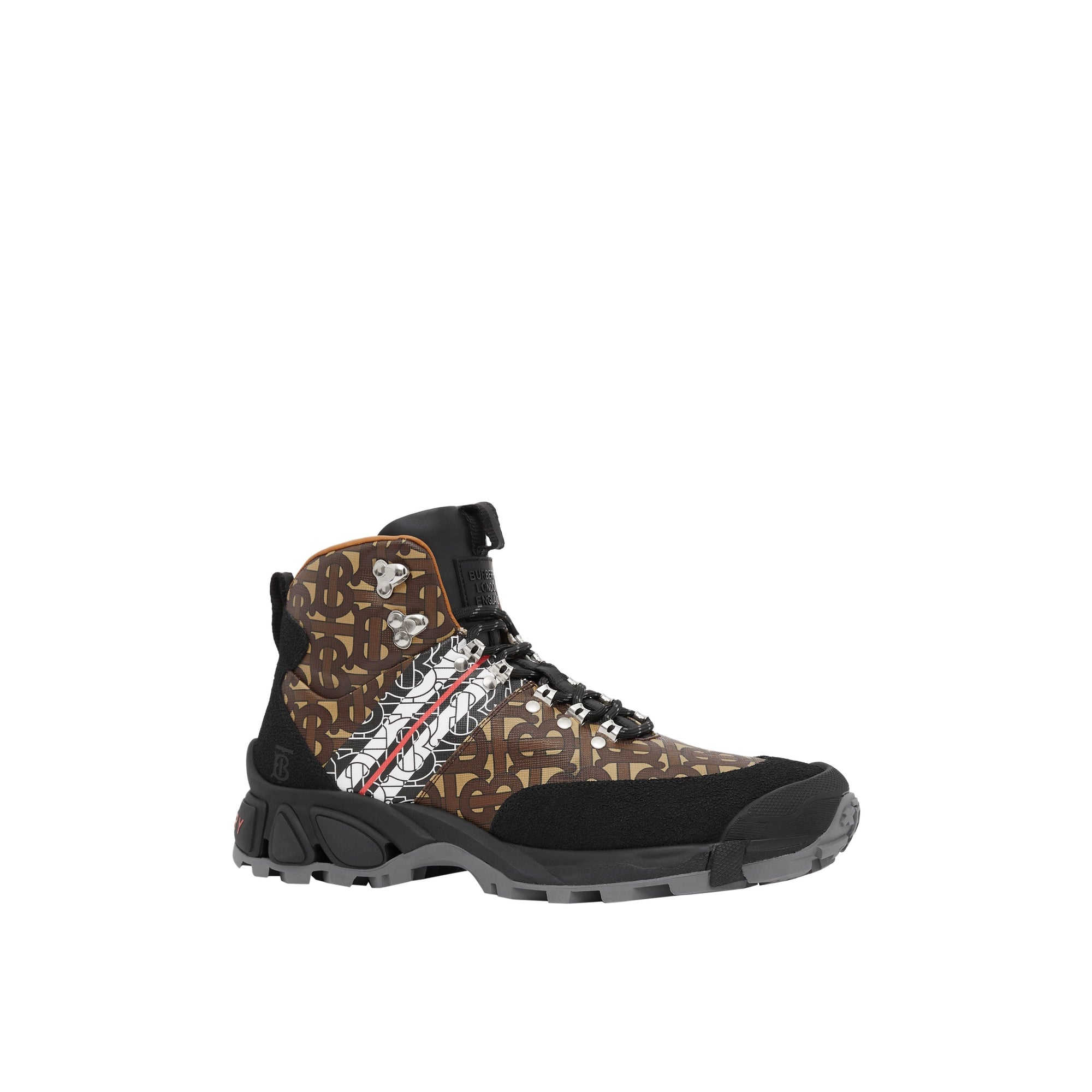 Bottines tor en toile écologique rayée monogram - Noir & marron