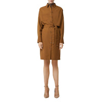 MAPLE Robe chemise ceinturée en sergé de laine mélangé