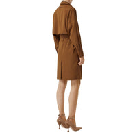 MAPLE Robe chemise ceinturée en sergé de laine mélangé