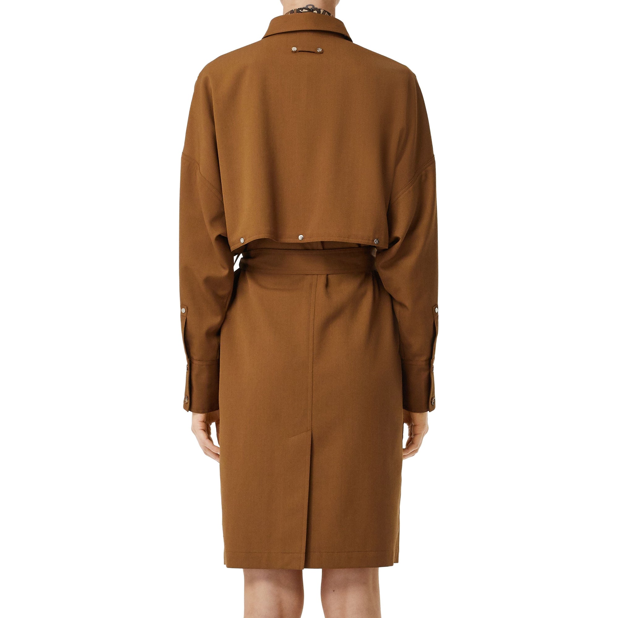 MAPLE Robe chemise ceinturée en sergé de laine mélangé