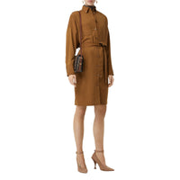 MAPLE Robe chemise ceinturée en sergé de laine mélangé