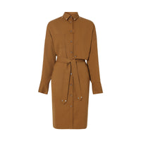 MAPLE Robe chemise ceinturée en sergé de laine mélangé