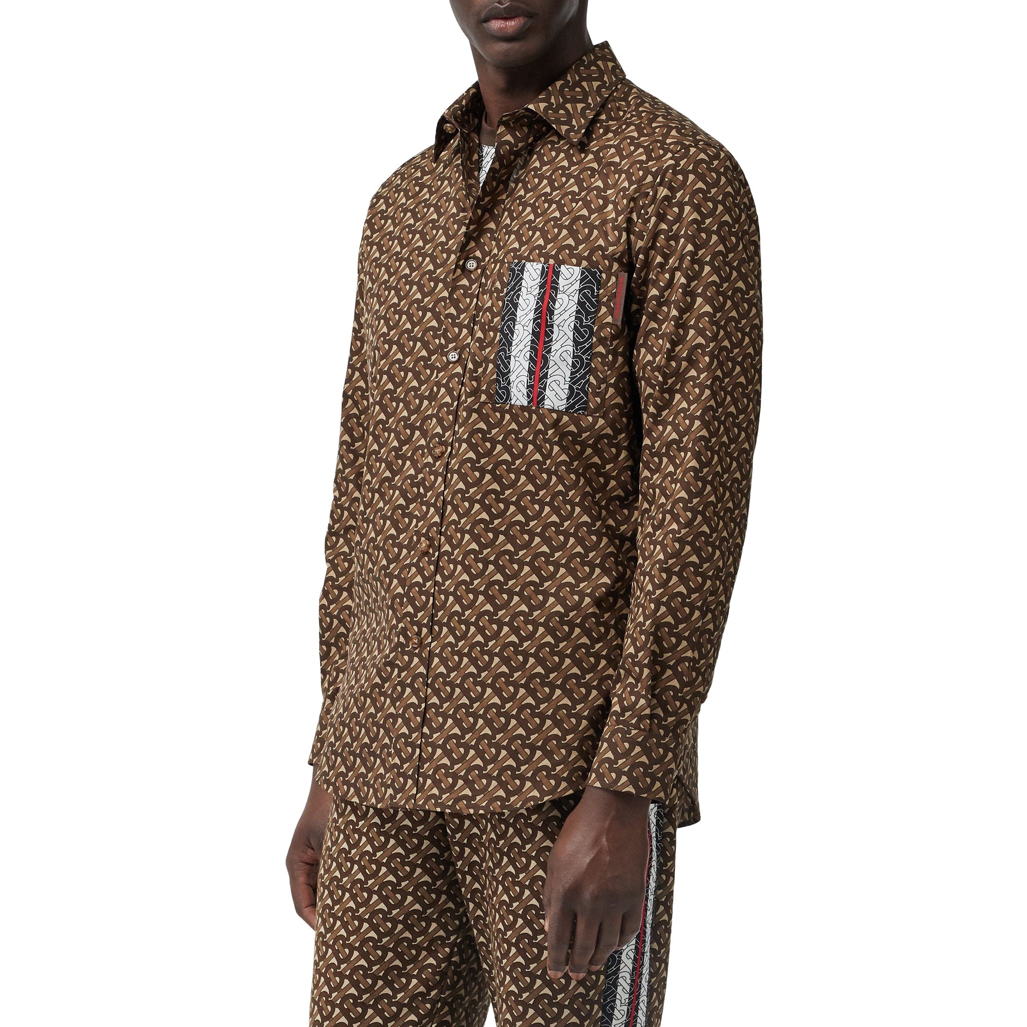 BRIDLE BROWN IP PTTN Chemise en coton rayée Monogram
