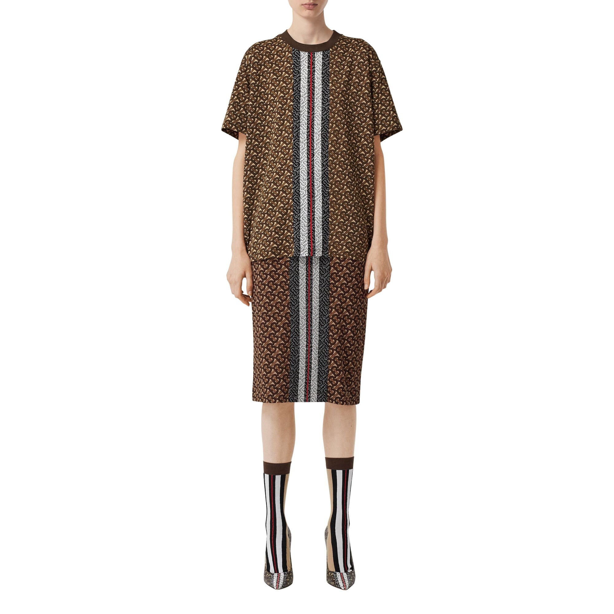 BRIDLE BROWN IP PTTN T-shirt oversize en coton rayé Monogram