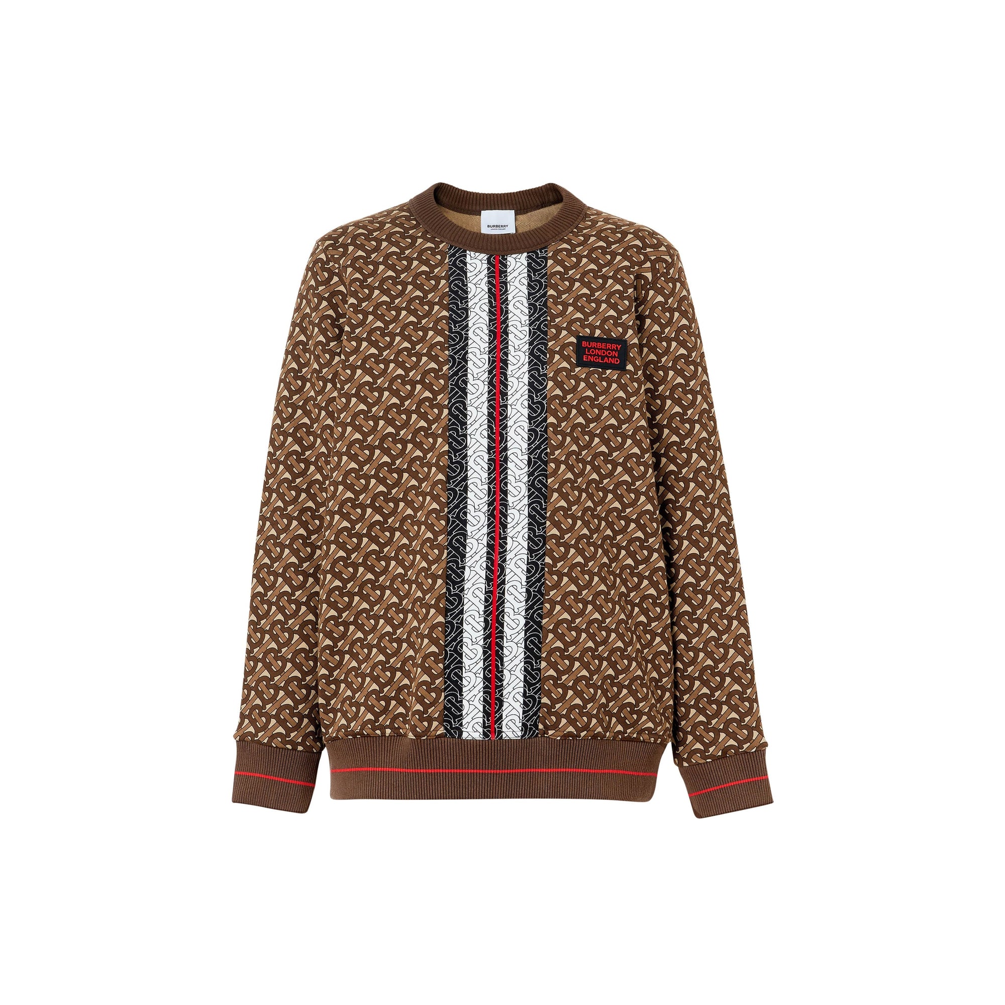 Sweat-shirt oversize en coton rayé monogram - Brun bride