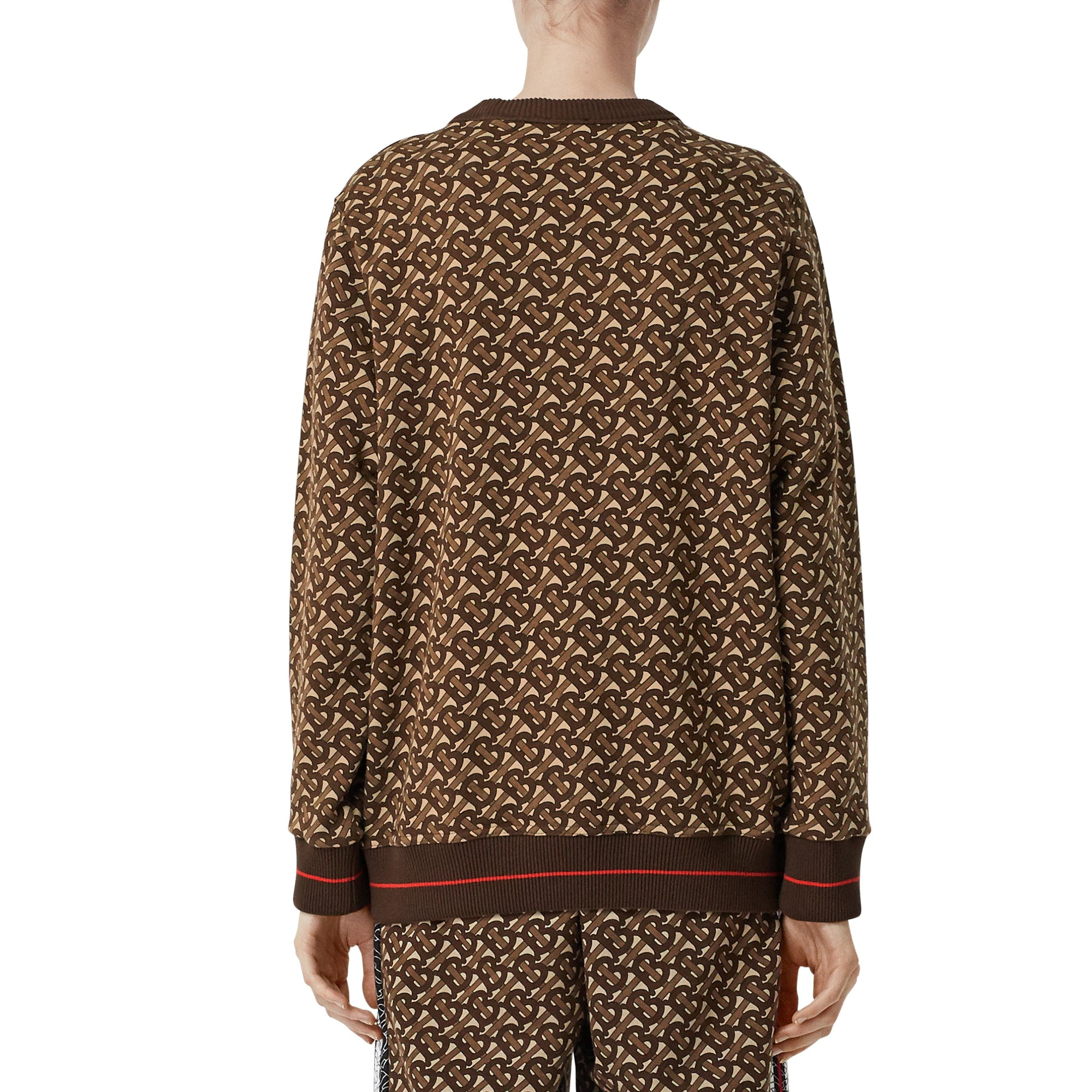 Sweat-shirt oversize en coton rayé monogram - Brun bride