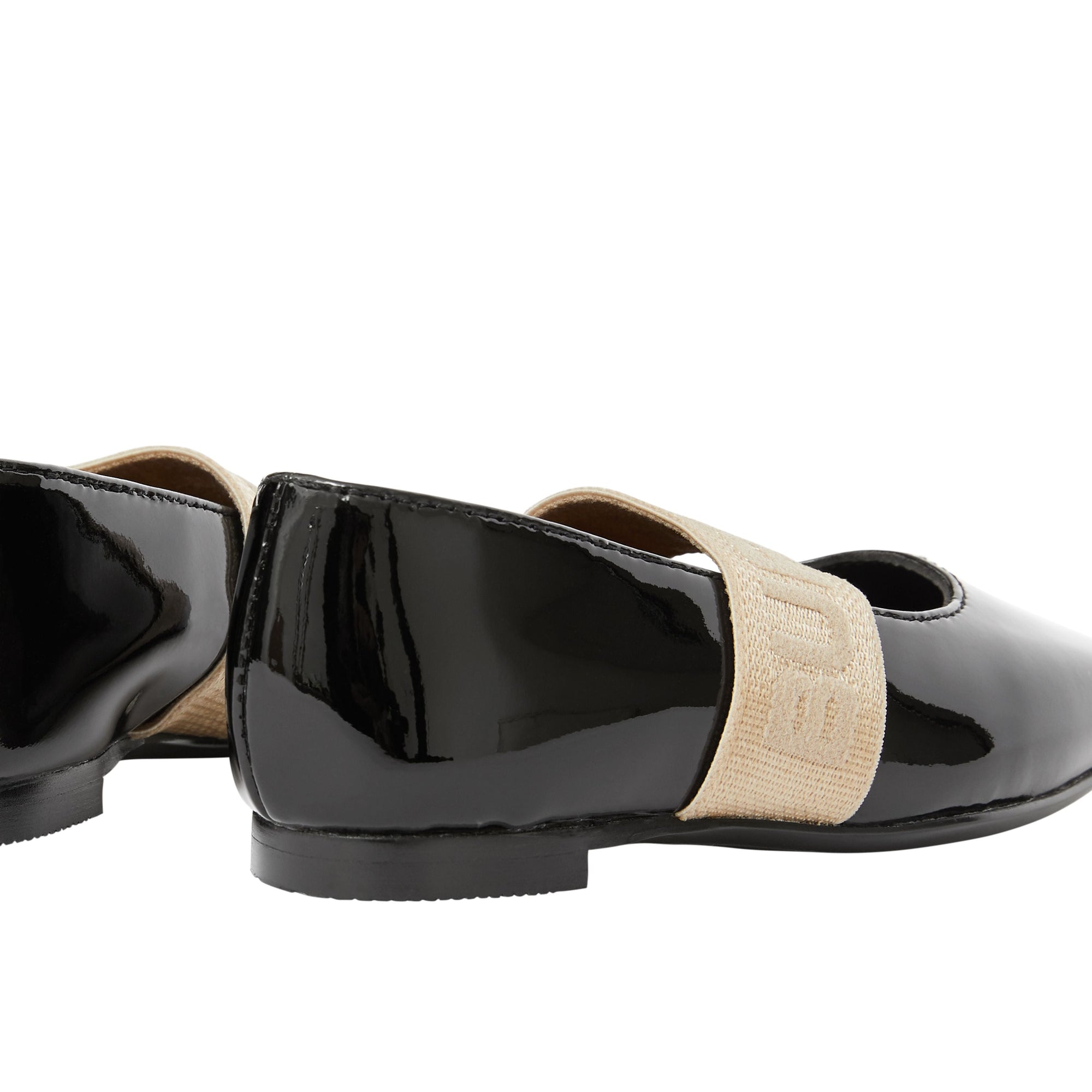 Chaussures plates en cuir verni avec logo - Noir