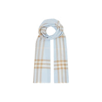 Écharpe légère en laine et soie check - Bleu Pâle