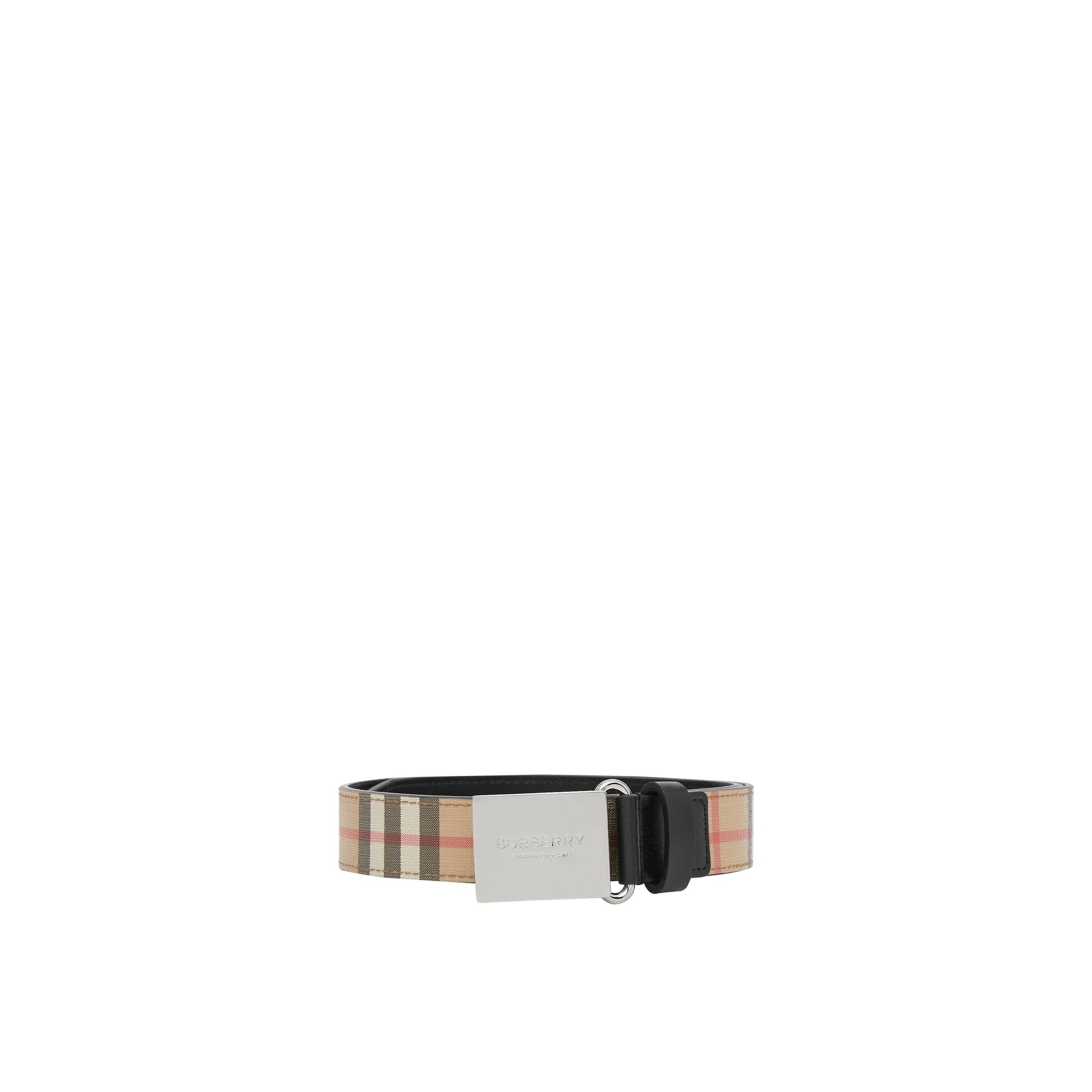 ARCHIVE BEIGE Ceinture en toile écologique Vintage check avec boucle plaque