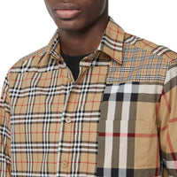 ARCHIVE BEIGE IP CHK Chemise classique en coton check façon patchwork