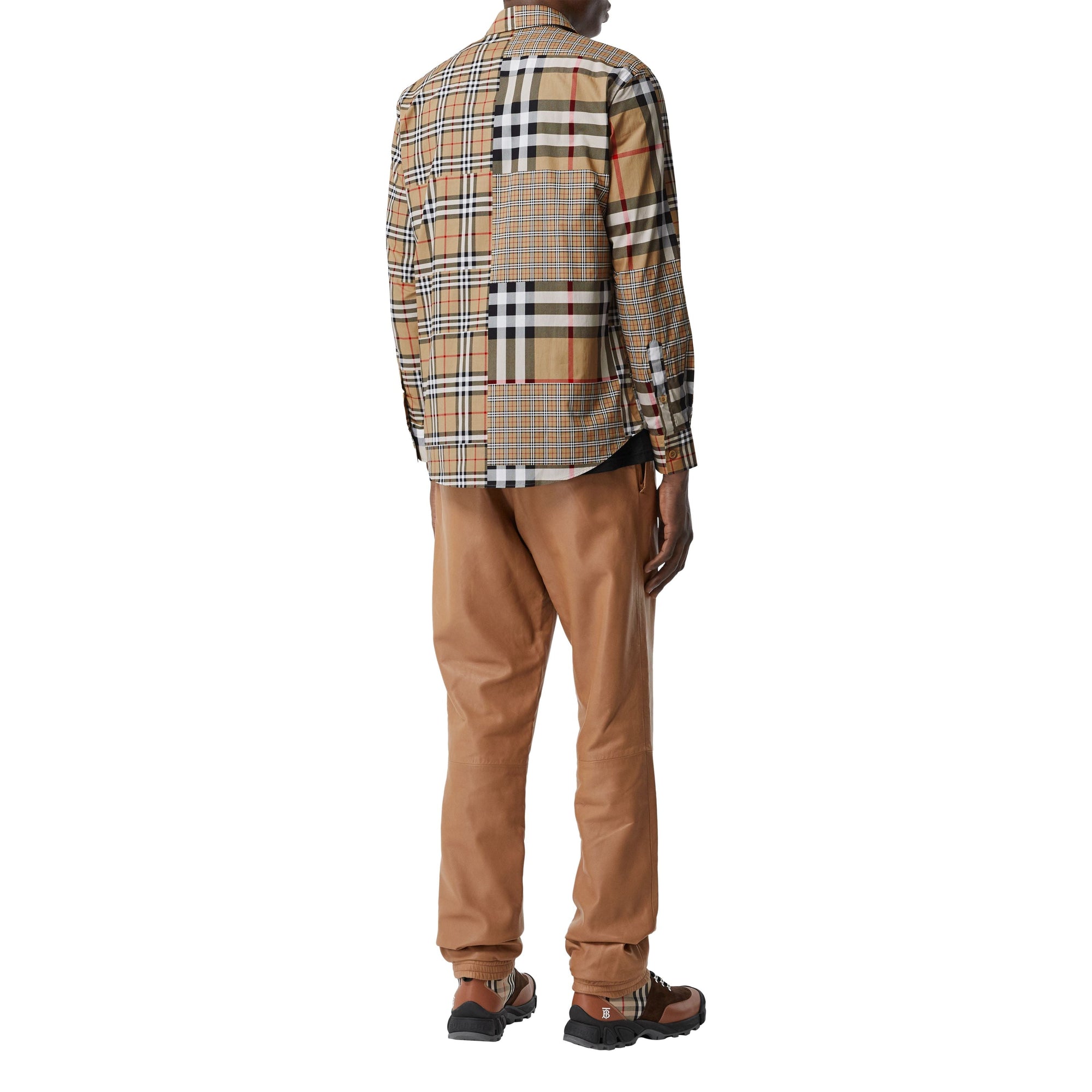 ARCHIVE BEIGE IP CHK Chemise classique en coton check façon patchwork