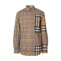 ARCHIVE BEIGE IP CHK Chemise classique en coton check façon patchwork