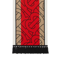 Écharpe en jacquard de cachemire à rayures monogram - Beige & rouge