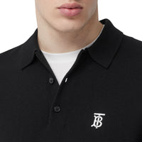 Polo à manches longues en laine mérinos monogram - Noir