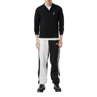 Polo à manches longues en laine mérinos monogram - Noir