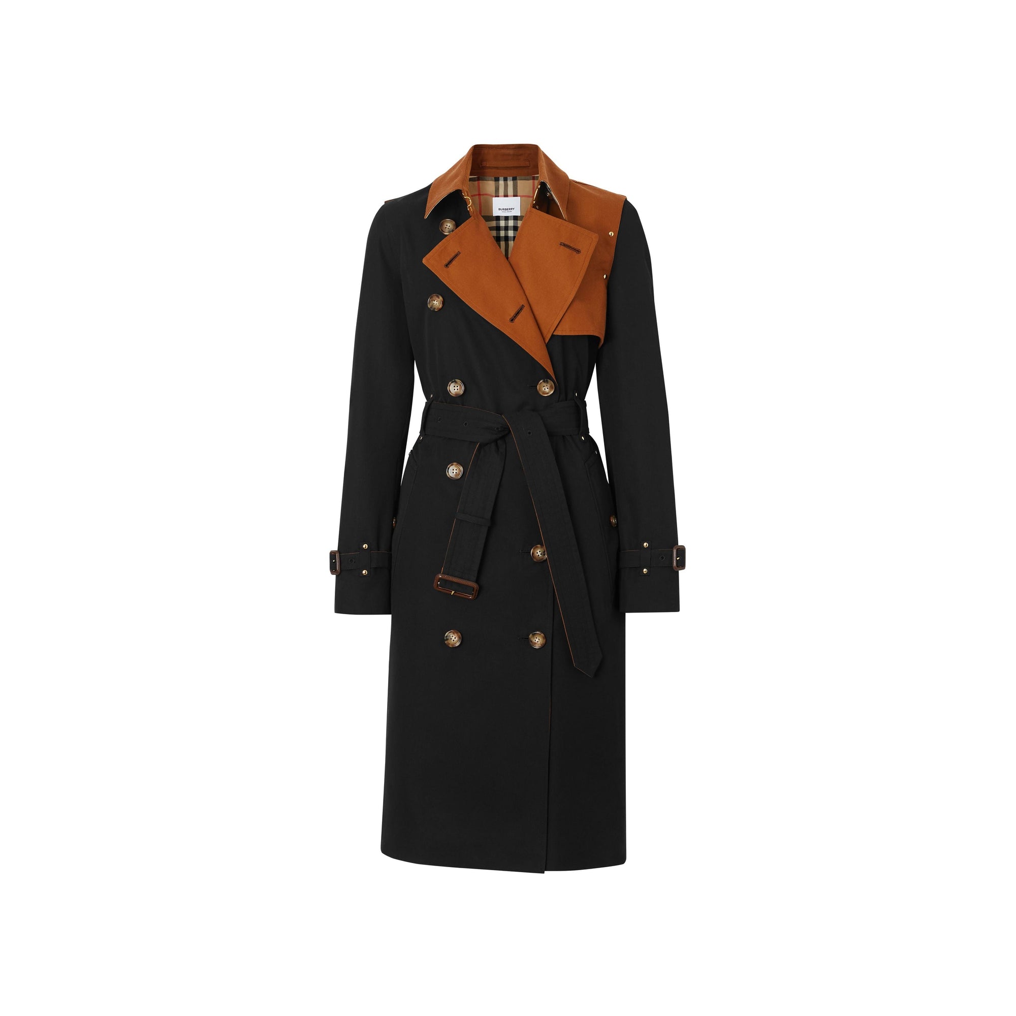 Trench en gabardine de coton bicolore - Noir