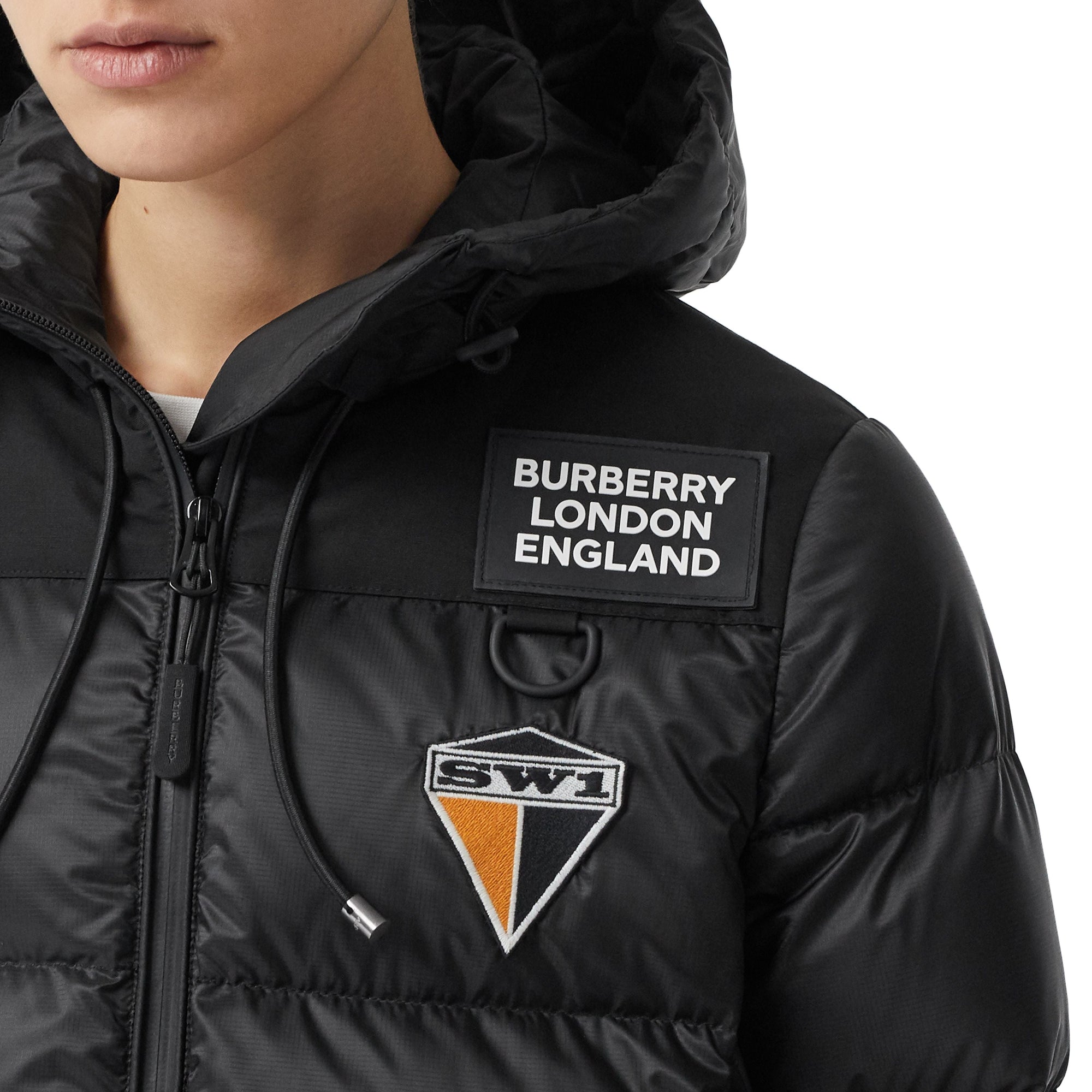 Doudoune à capuche avec logo - Noir