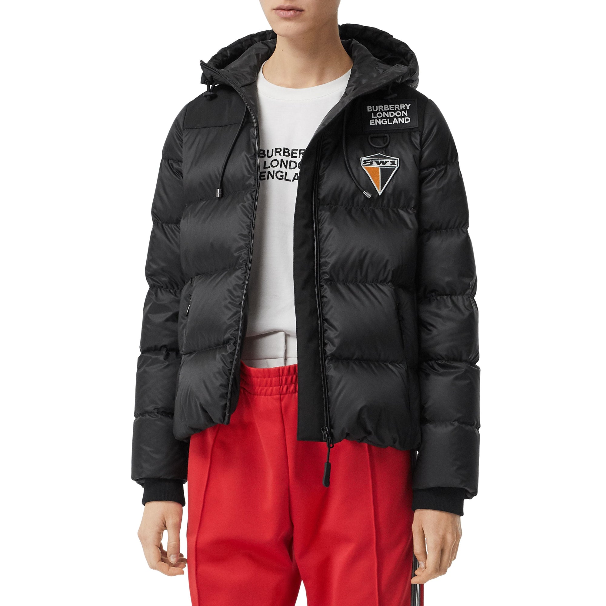 Doudoune à capuche avec logo - Noir