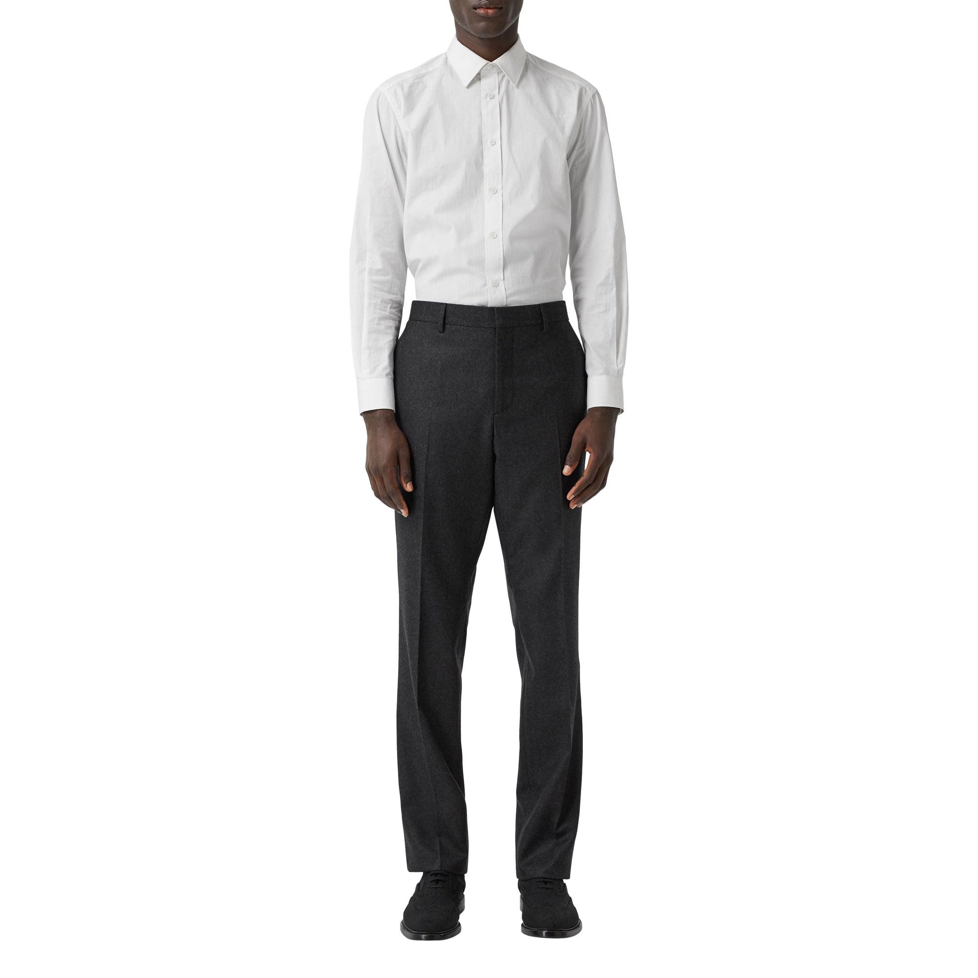 Pantalon de costume classique en flanelle de laine - Anthracite