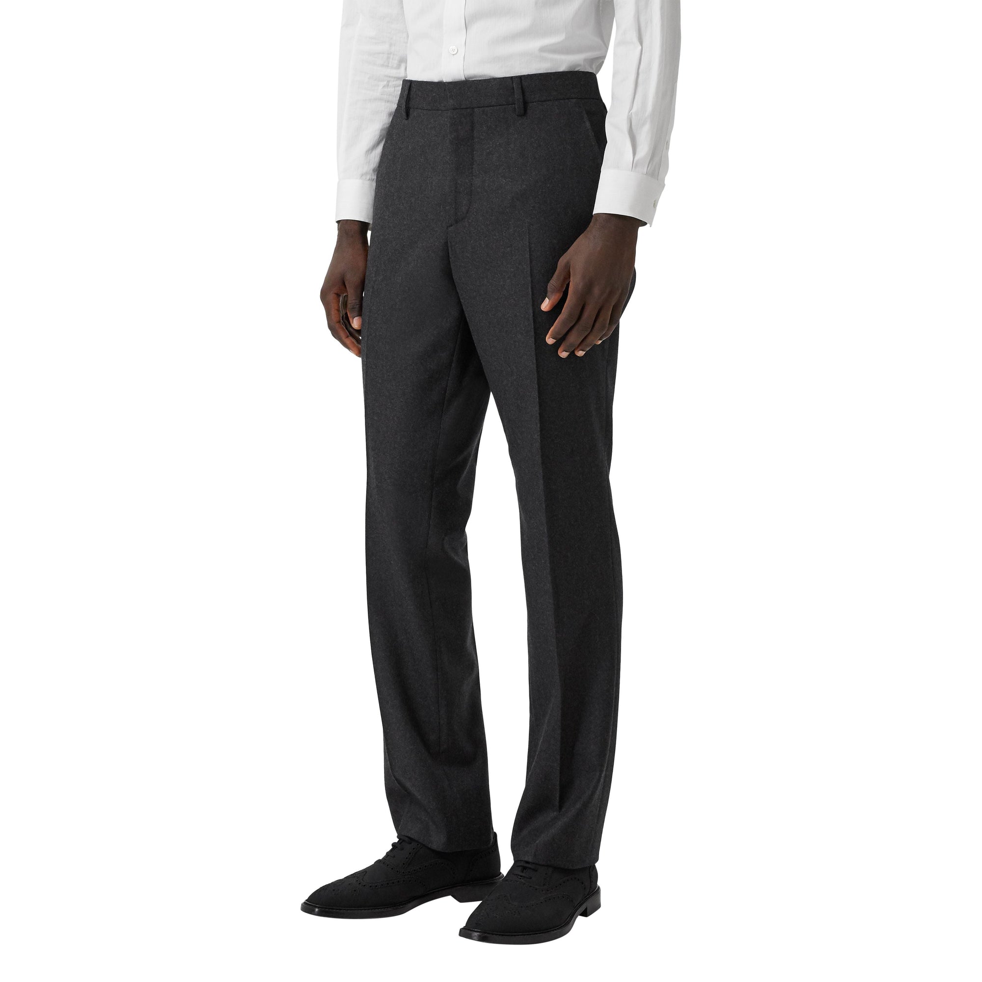 Pantalon de costume classique en flanelle de laine - Anthracite