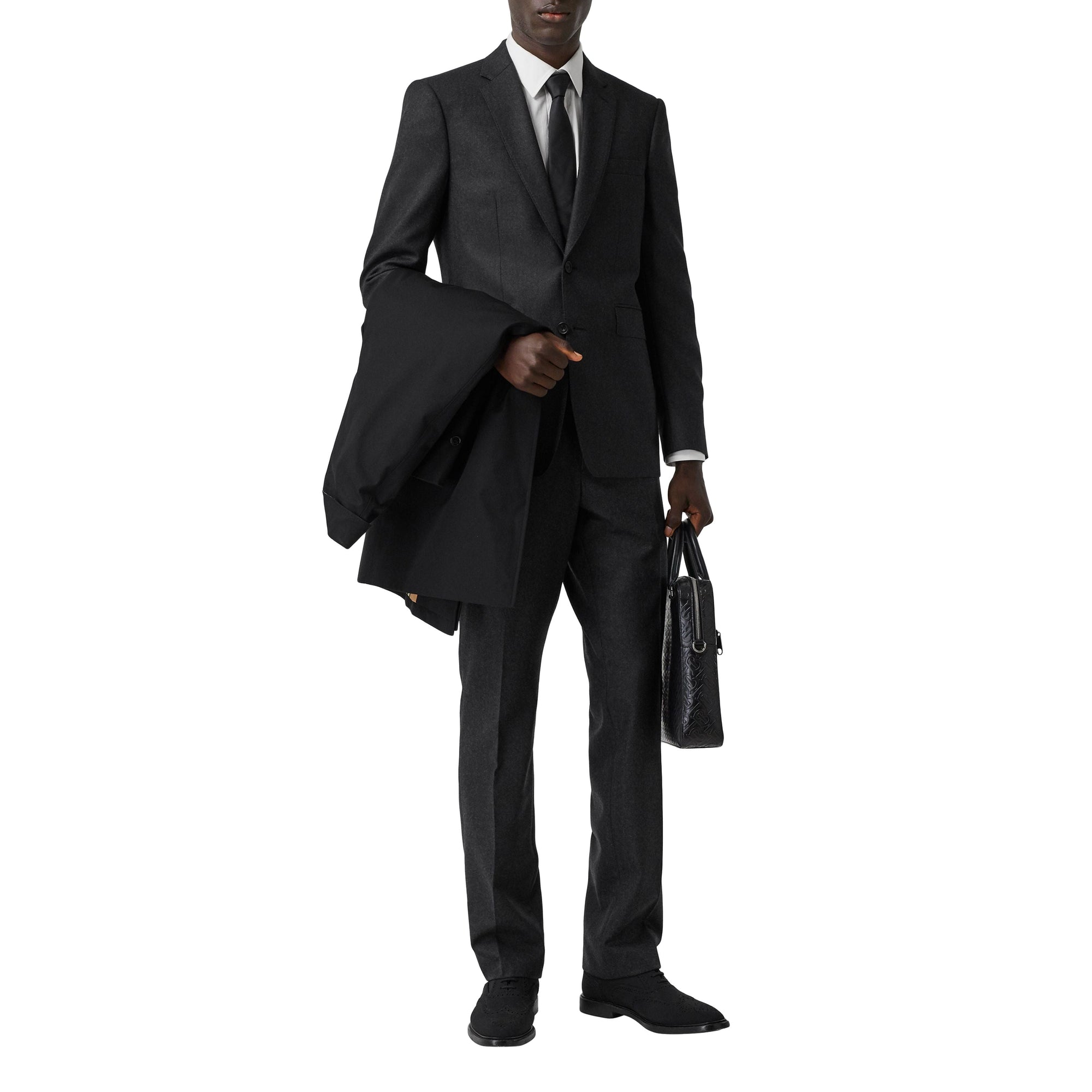 Pantalon de costume classique en flanelle de laine - Anthracite