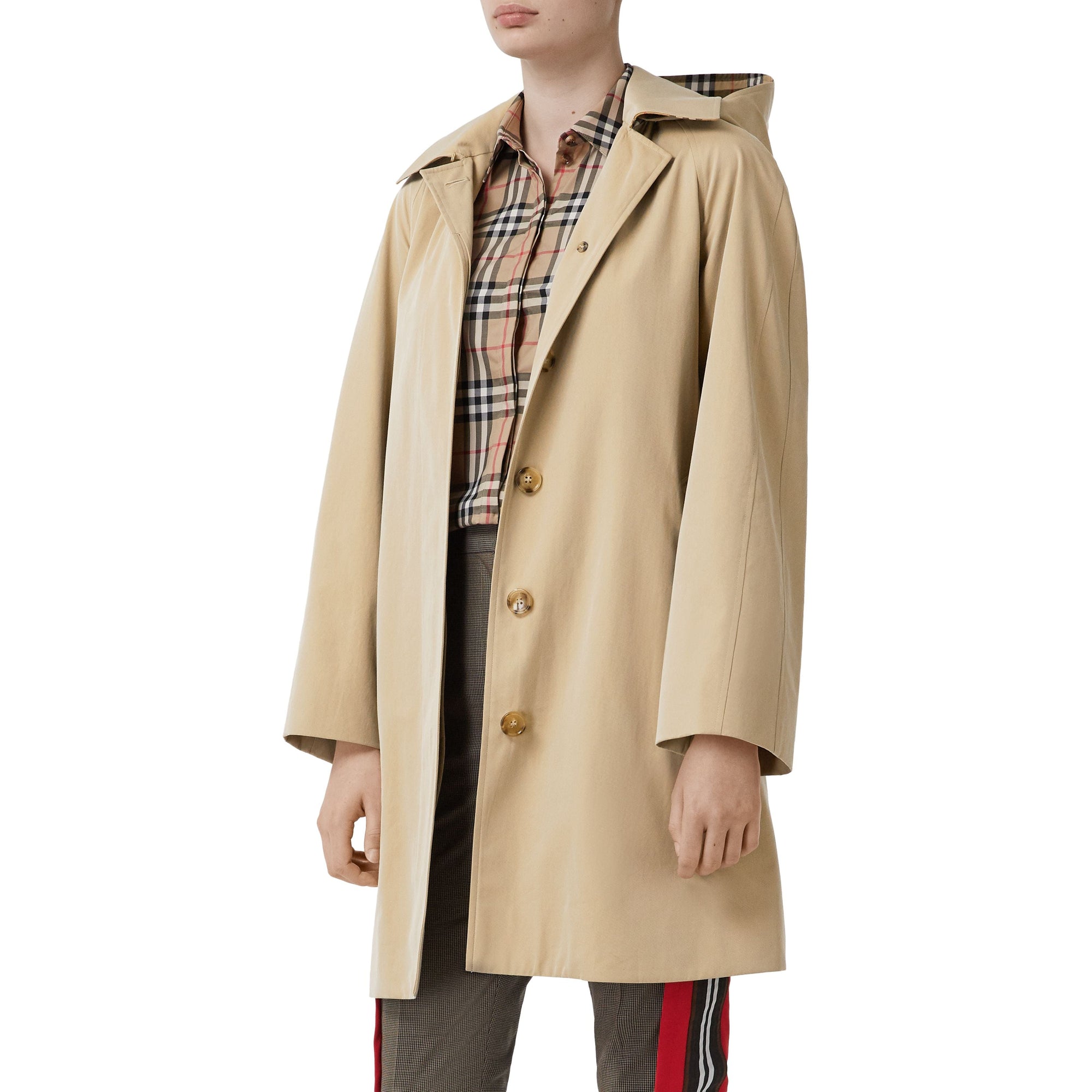 HONEY Manteau évasé en gabardine tropicale avec capuche amovible