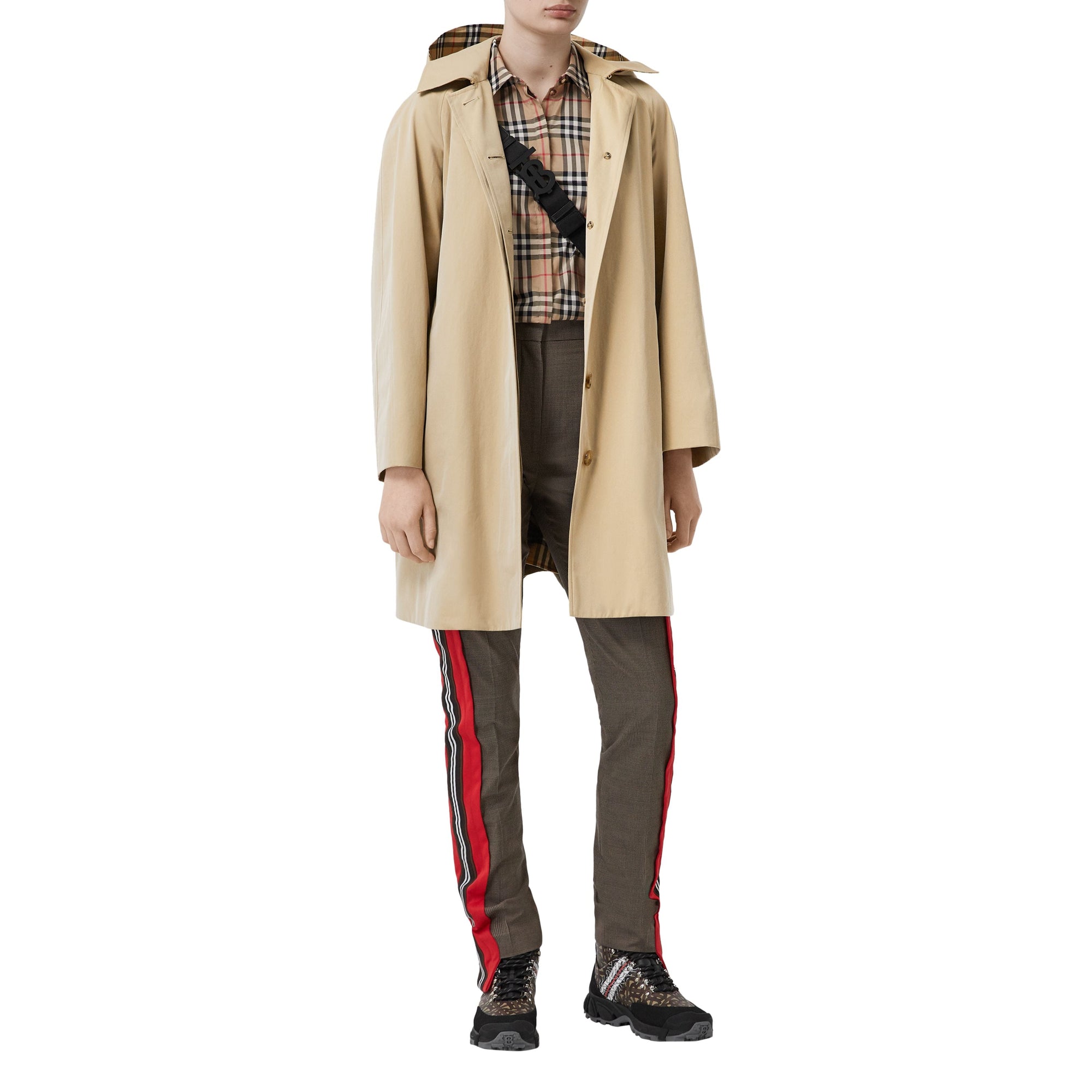 HONEY Manteau évasé en gabardine tropicale avec capuche amovible