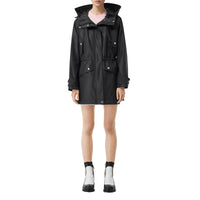 Parka à capuche en nylon enduit avec gilet sans manches amovible - Noir