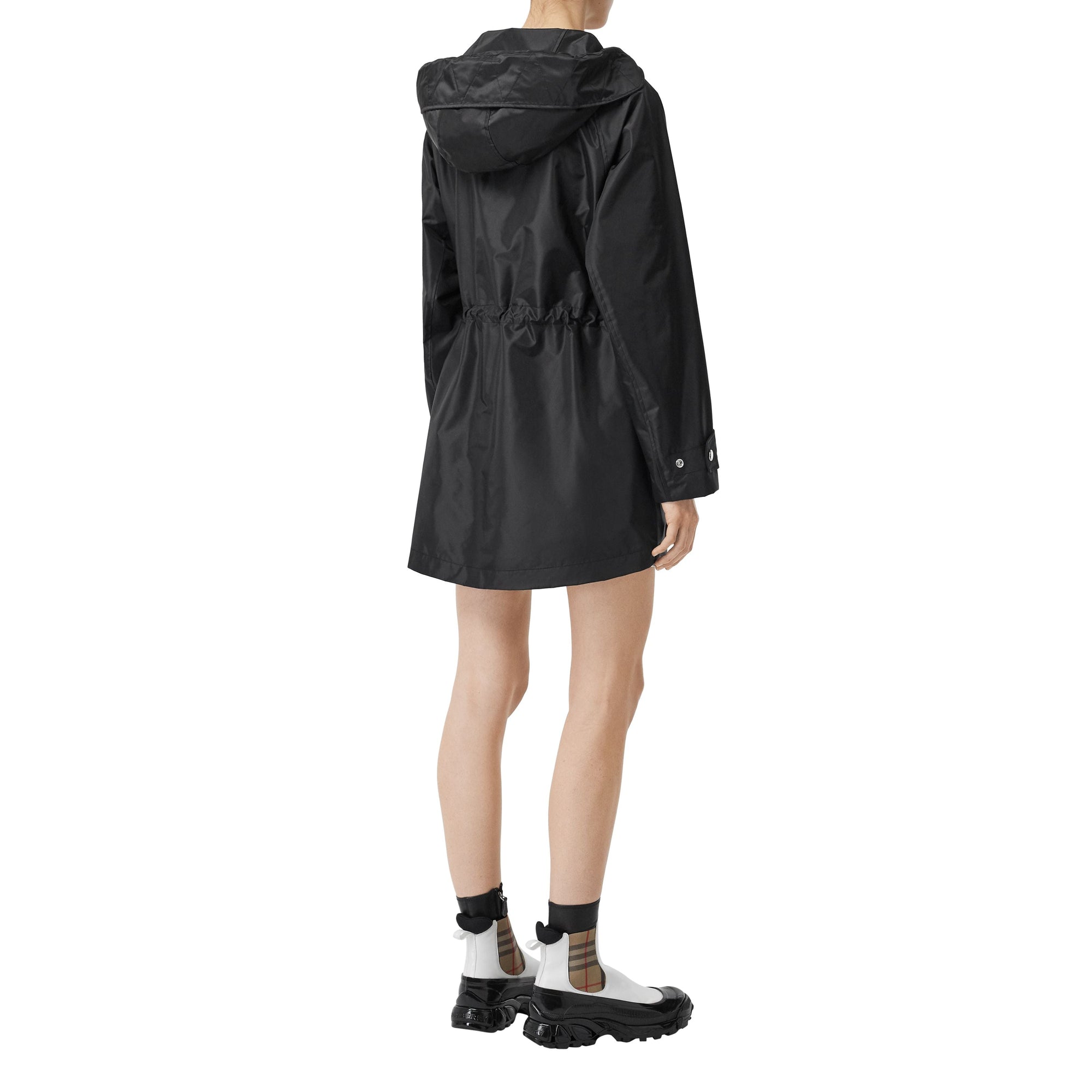 Parka à capuche en nylon enduit avec gilet sans manches amovible - Noir