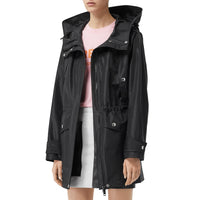 Parka à capuche en nylon enduit avec gilet sans manches amovible - Noir