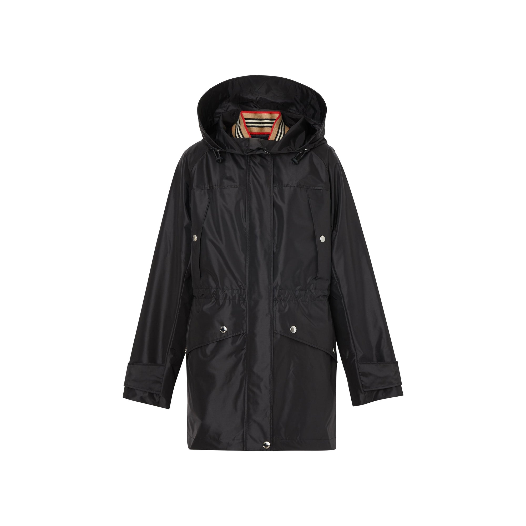 Parka à capuche en nylon enduit avec gilet sans manches amovible - Noir